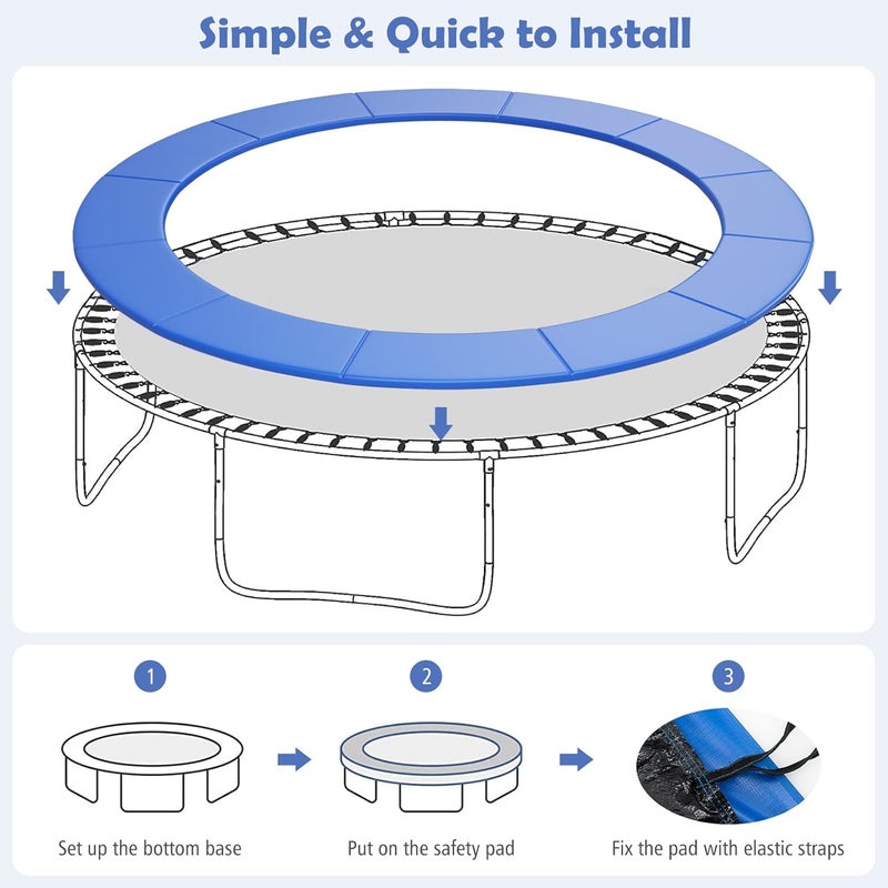 GYMAX Trampoline Spring Cover, 8/10/12/14/15/16FT Trampoline Replacement Safety Pad, Waterproof & Tear-Resistant All-Weather Trampoline Accessories, No Holes for Poles - Image 4